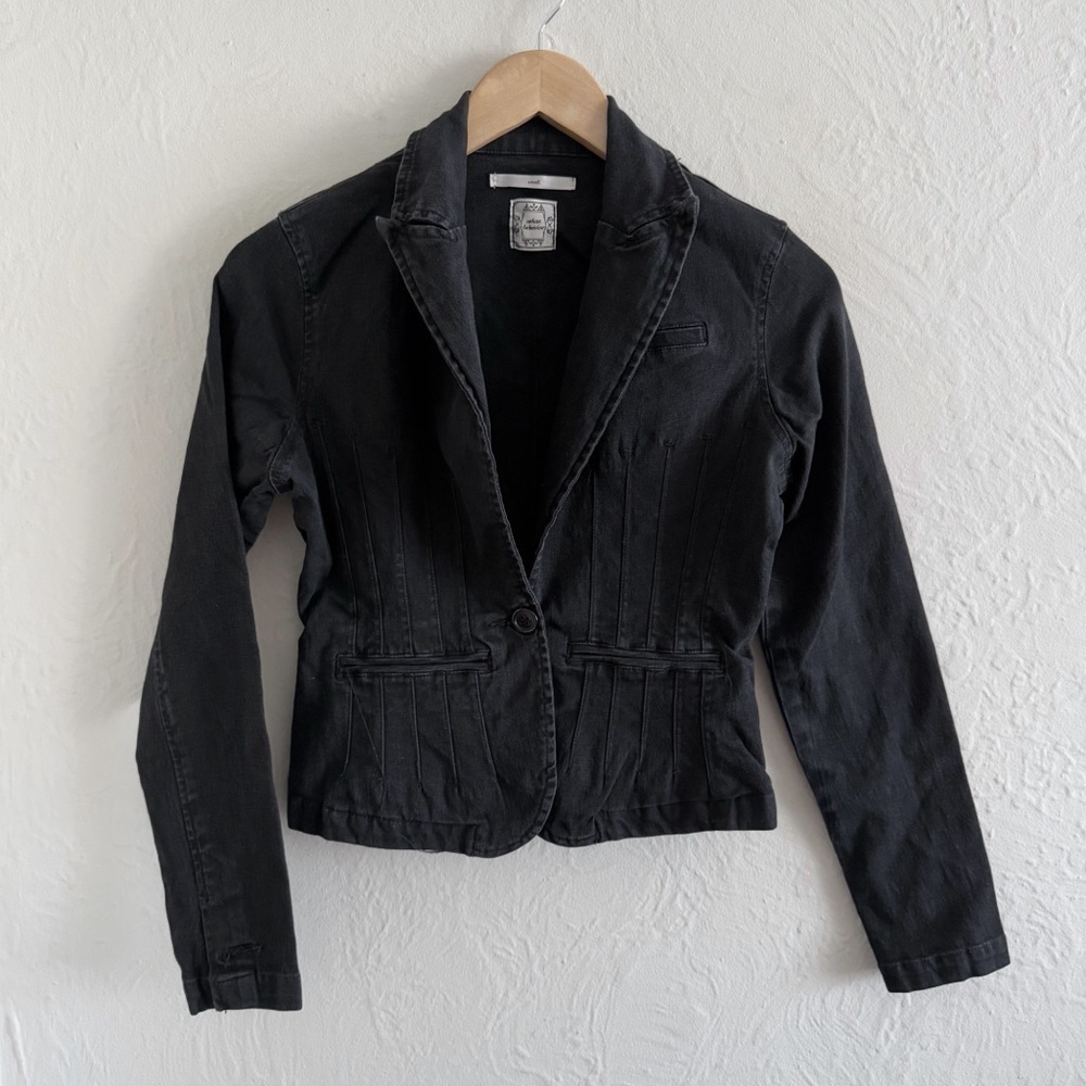 Y2K Urban Behavior Black Denim Blazer Jacket Size S